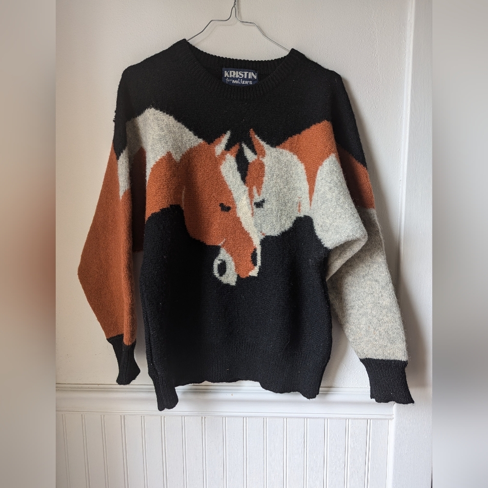 Vintage horse girl sweater